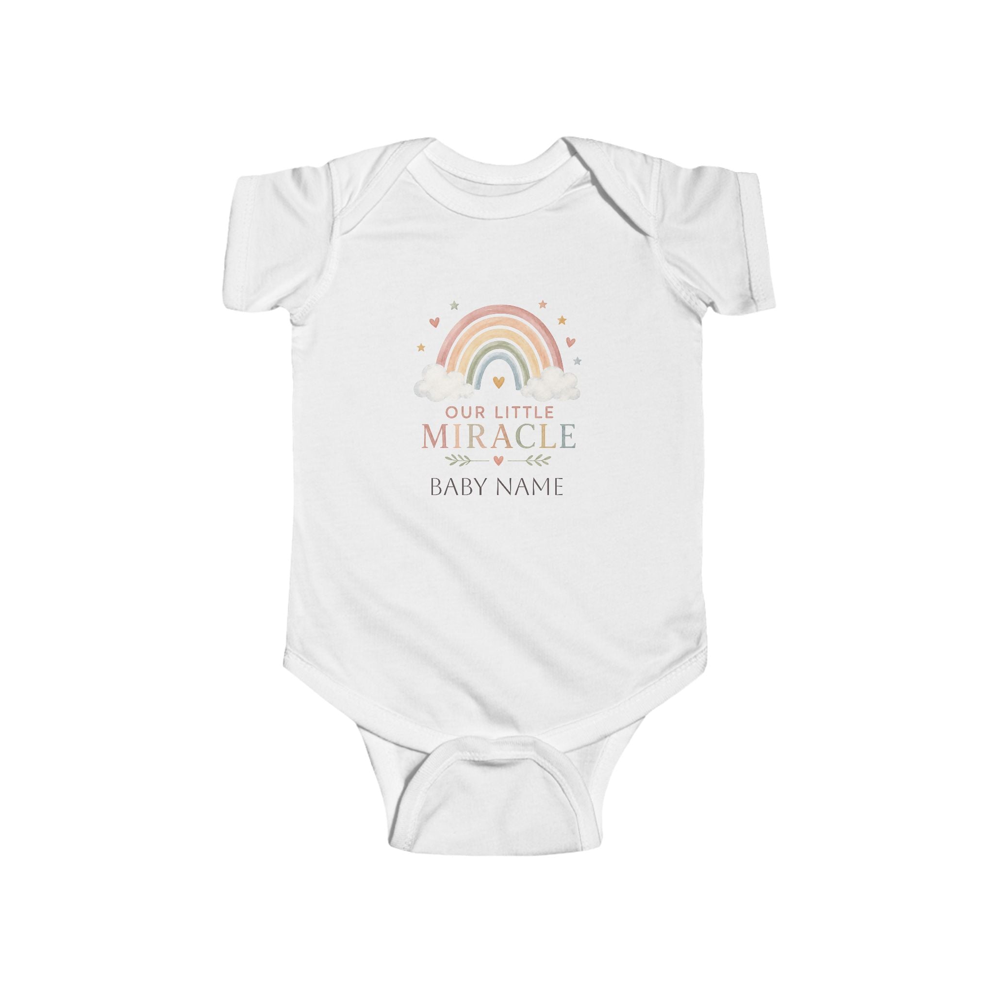 Our Little Miracle rainbow infant bodysuit | customizable baby name