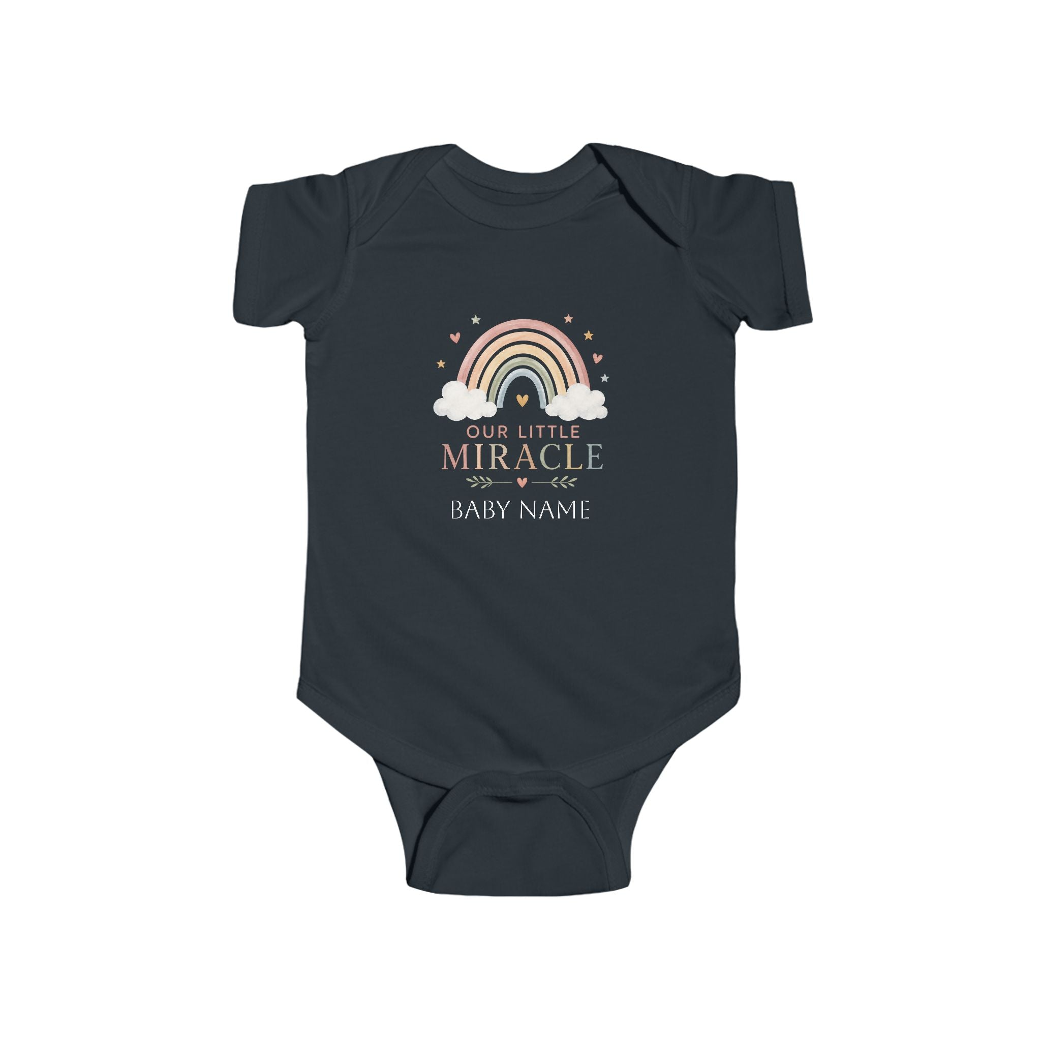 Our Little Miracle rainbow infant bodysuit | customizable baby name