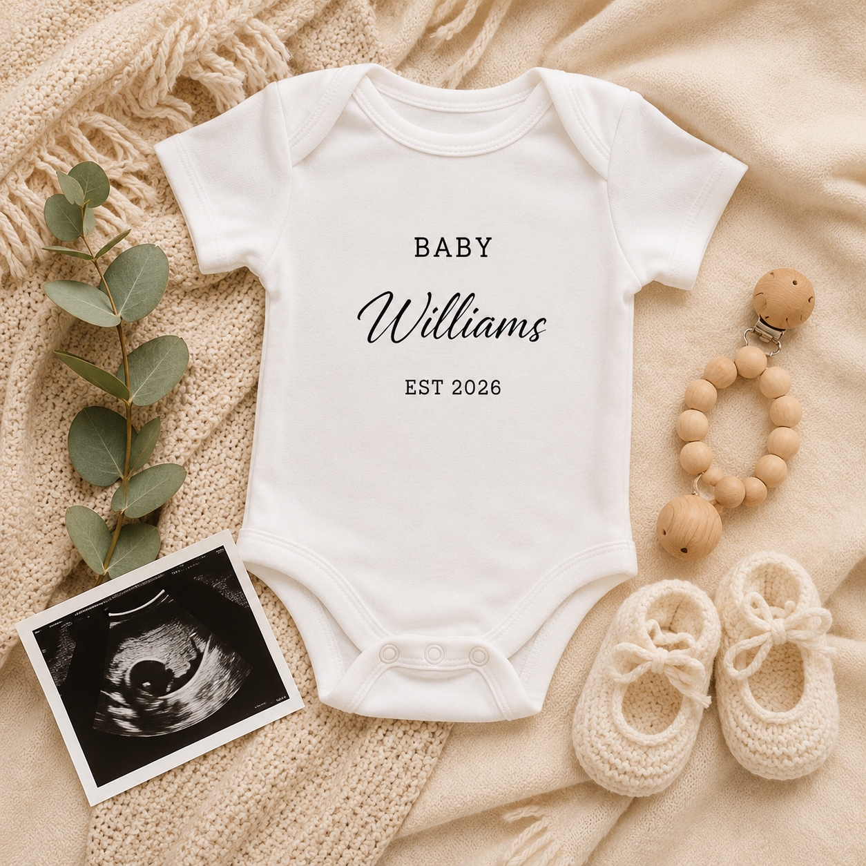 Personalized Baby Last Name Bodysuit, Pregnancy Announcement Onesie, Expected Due Date Baby Outfit, Custom Baby Gift