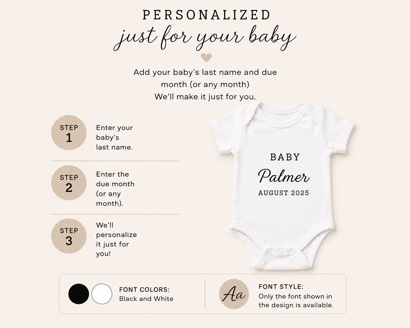 Personalized Baby Last Name Bodysuit, Pregnancy Announcement Onesie, Expected Due Date Baby Outfit, Custom Baby Gift