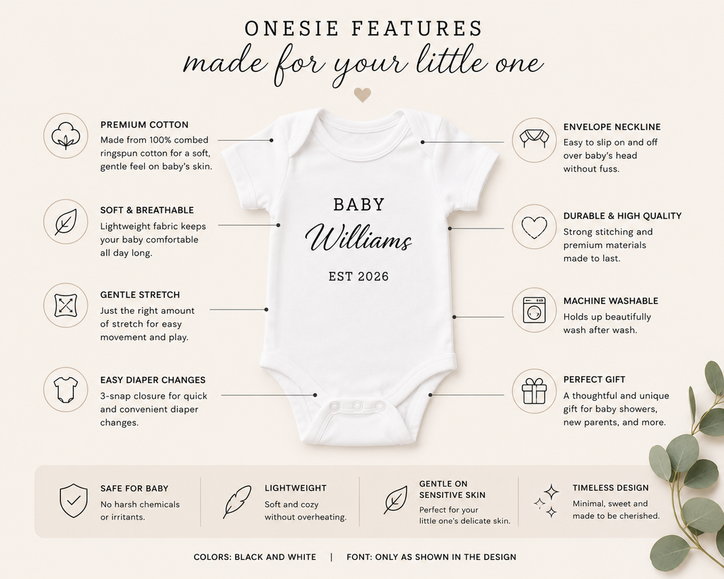 Personalized Baby Last Name Bodysuit, Pregnancy Announcement Onesie, Expected Due Date Baby Outfit, Custom Baby Gift