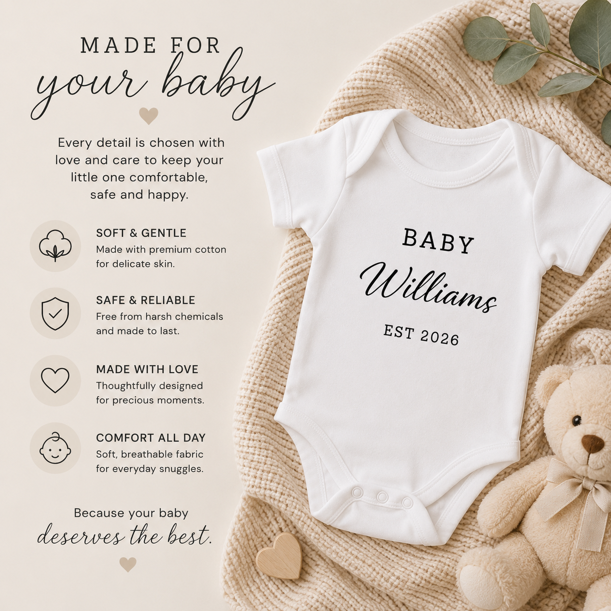 Personalized Baby Last Name Bodysuit, Pregnancy Announcement Onesie, Expected Due Date Baby Outfit, Custom Baby Gift