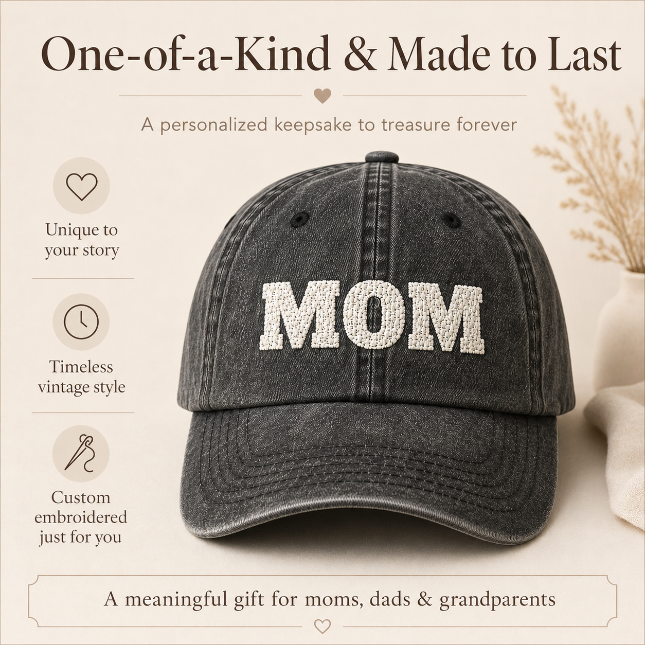 Personalized Embroidered Mom Dad Grandma Grandpa Hat, Custom Mama Nana Papa Vintage Baseball Cap, Pregnancy Announcement Gift