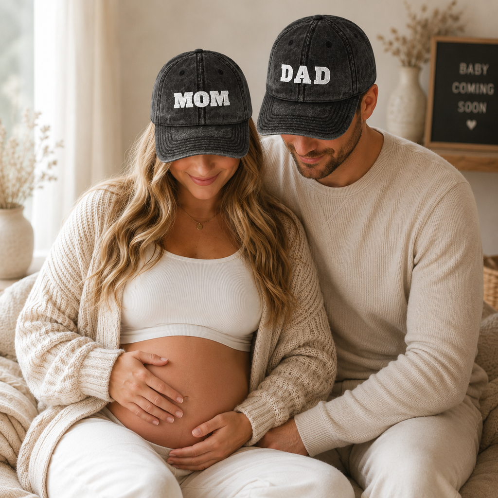 Personalized Embroidered Mom Dad Grandma Grandpa Hat, Custom Mama Nana Papa Vintage Baseball Cap, Pregnancy Announcement Gift