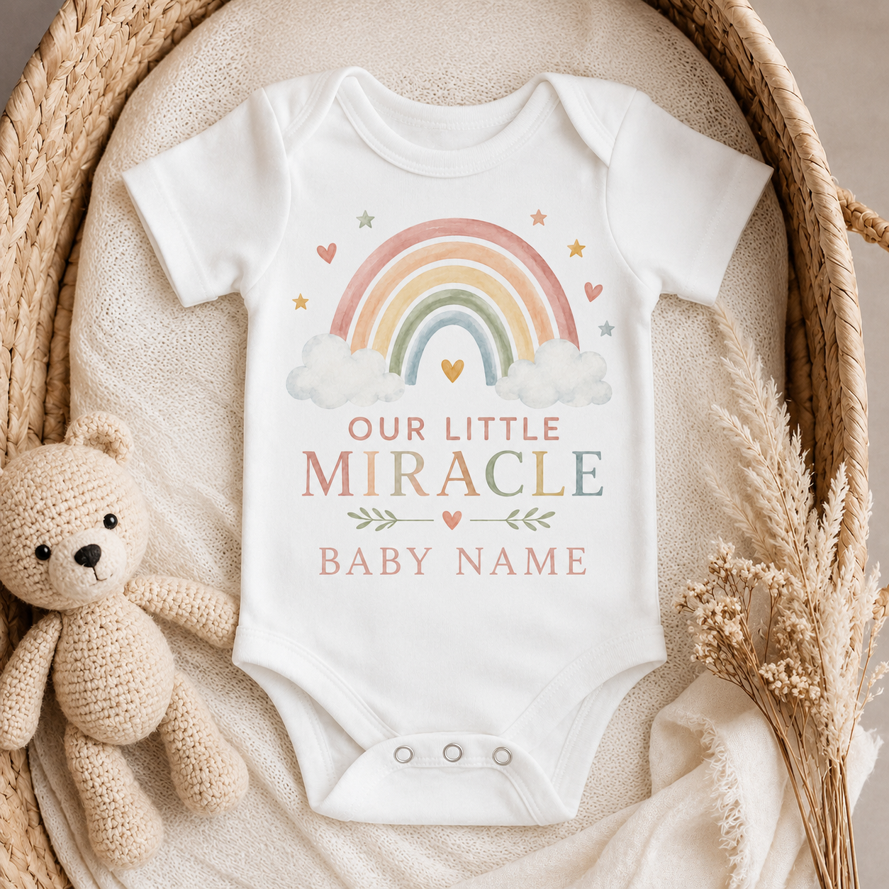 Our Little Miracle rainbow infant bodysuit | customizable baby name