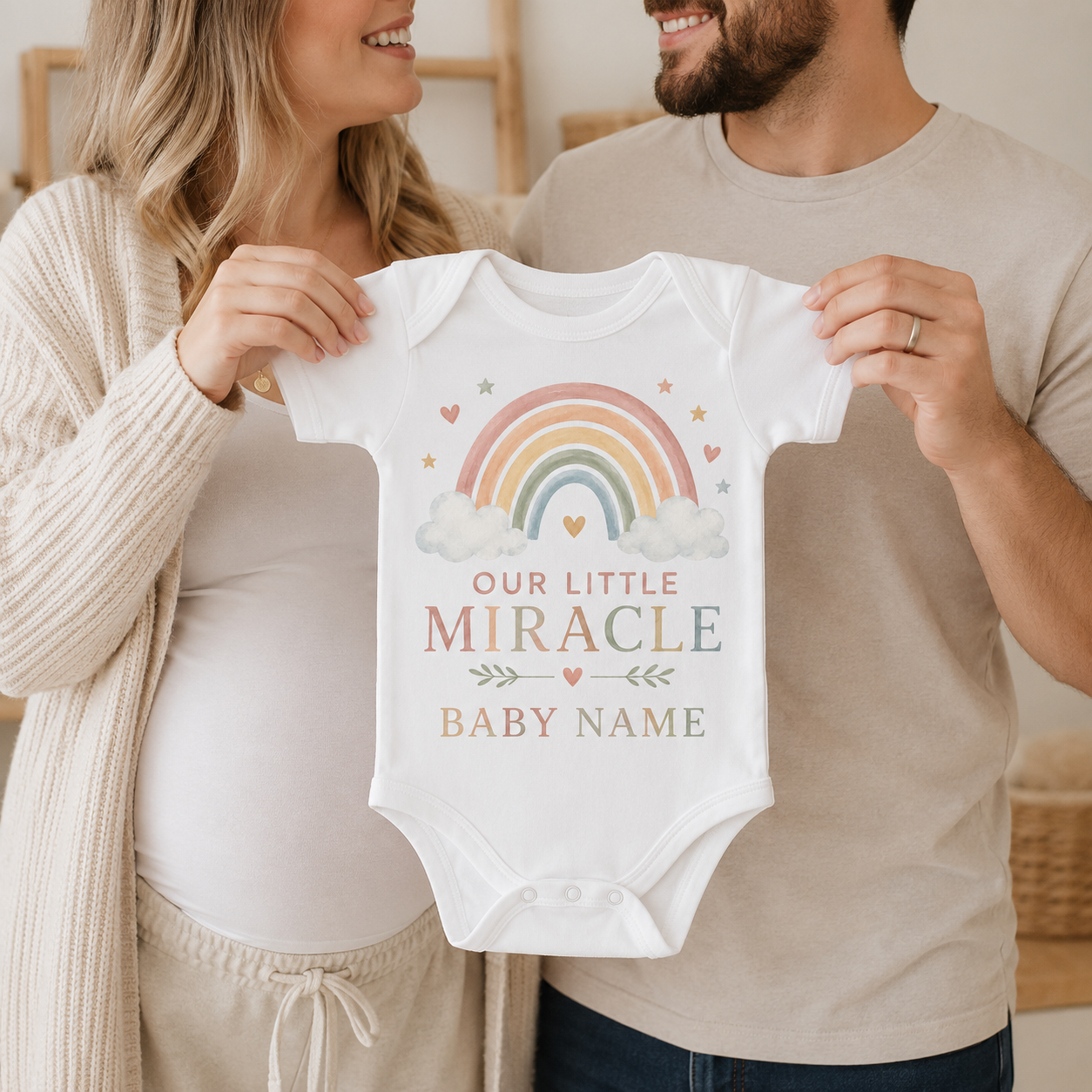 Our Little Miracle rainbow infant bodysuit | customizable baby name