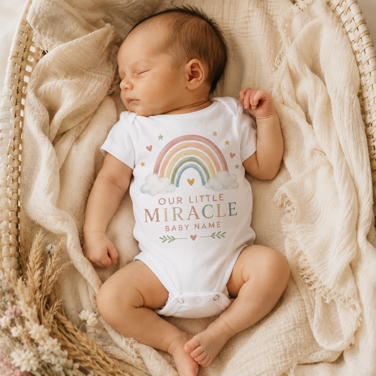 Our Little Miracle rainbow infant bodysuit | customizable baby name