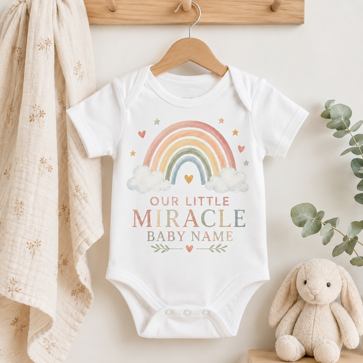 Our Little Miracle rainbow infant bodysuit | customizable baby name