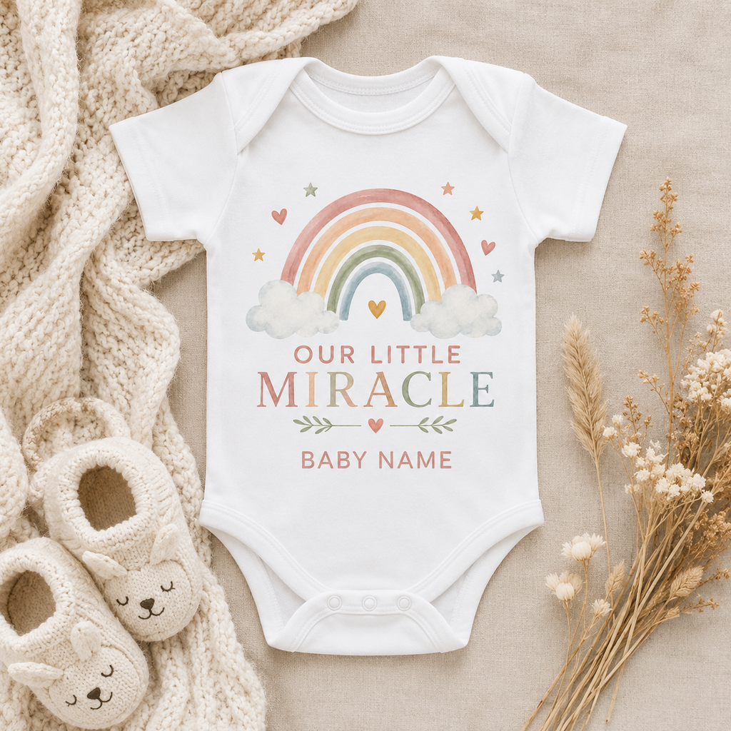 Our Little Miracle rainbow infant bodysuit | customizable baby name