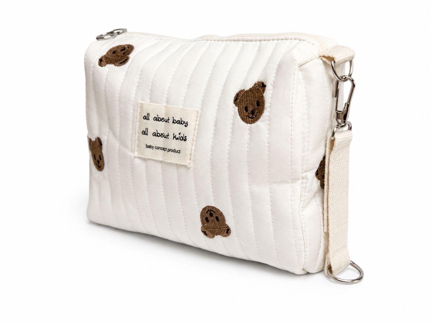 Quilted Bear Pouch — Baby Diaper Bag Organizer with Wrist Strap