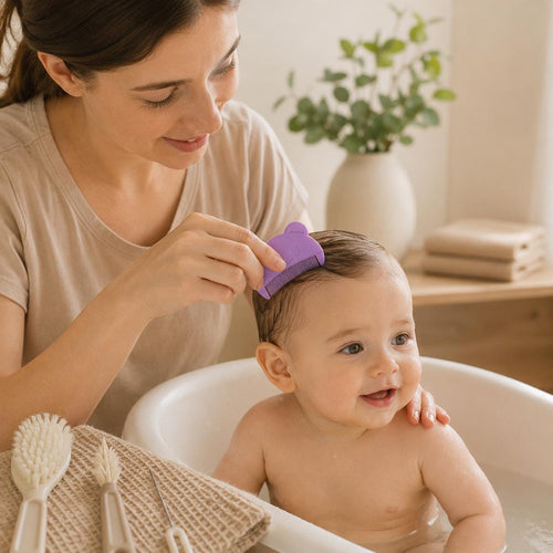 Baby Cradle Cap Brush Set | Silicone Scalp Scrubber, Gentle Hair Comb