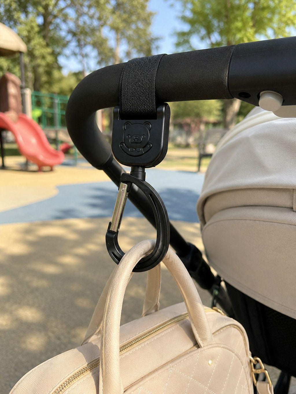 Stroller Hook Set — Bear Detail Carabiner Clips, Set of 2