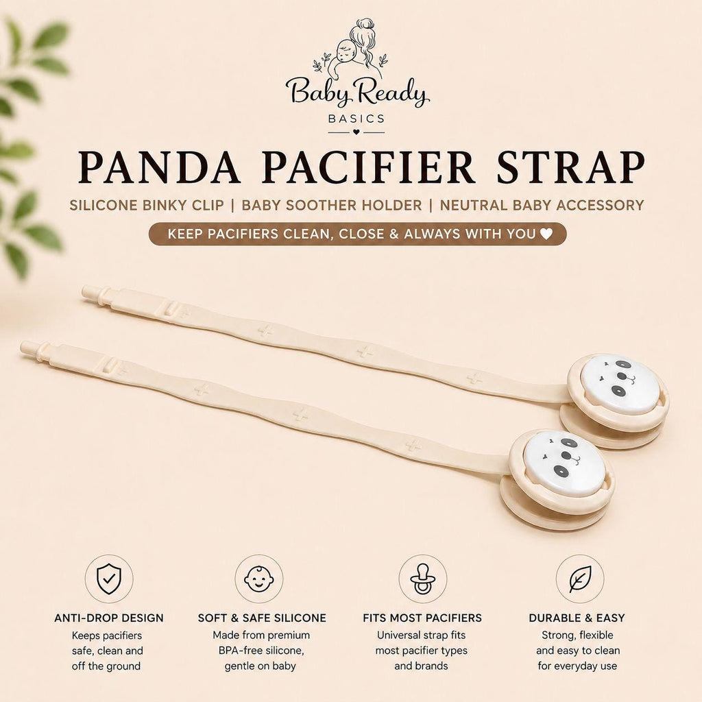 Panda Pacifier Clip — Adjustable Silicone Strap for Boys & Girls
