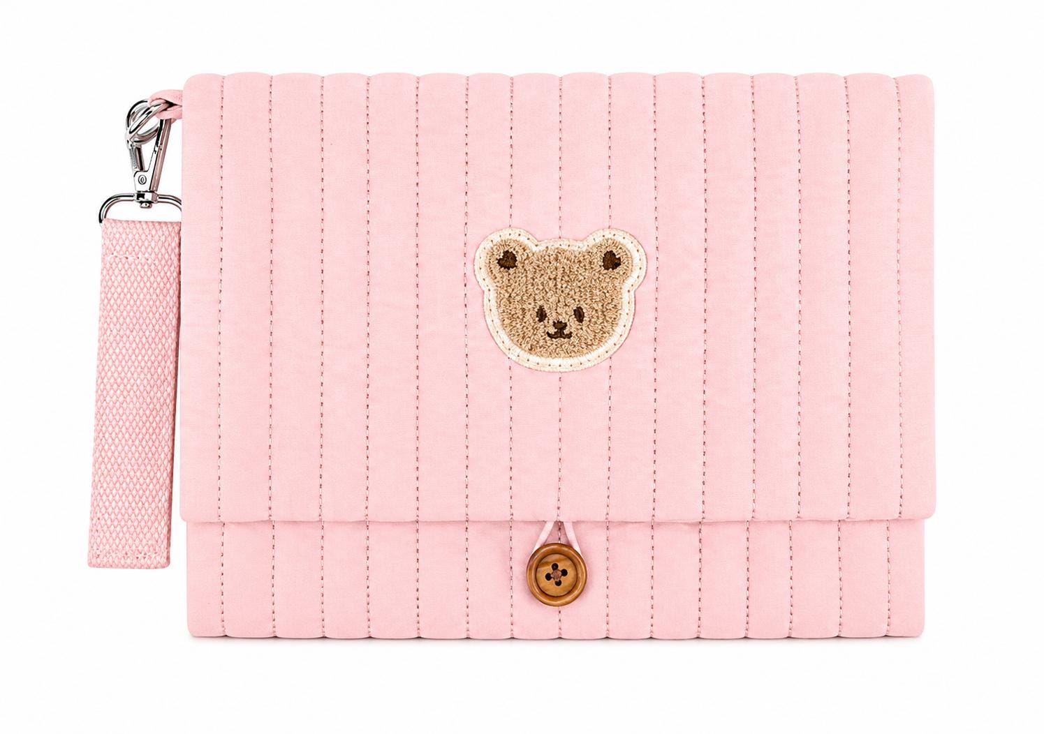 Quilted Bear Diaper Organizer — Multi Pocket Stroller Bag with Wipes Holder