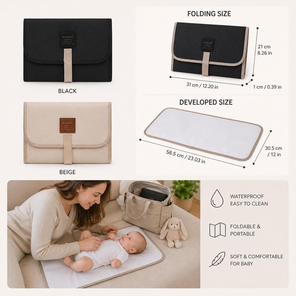 Portable Changing Pad — Waterproof & Foldable Baby Mat