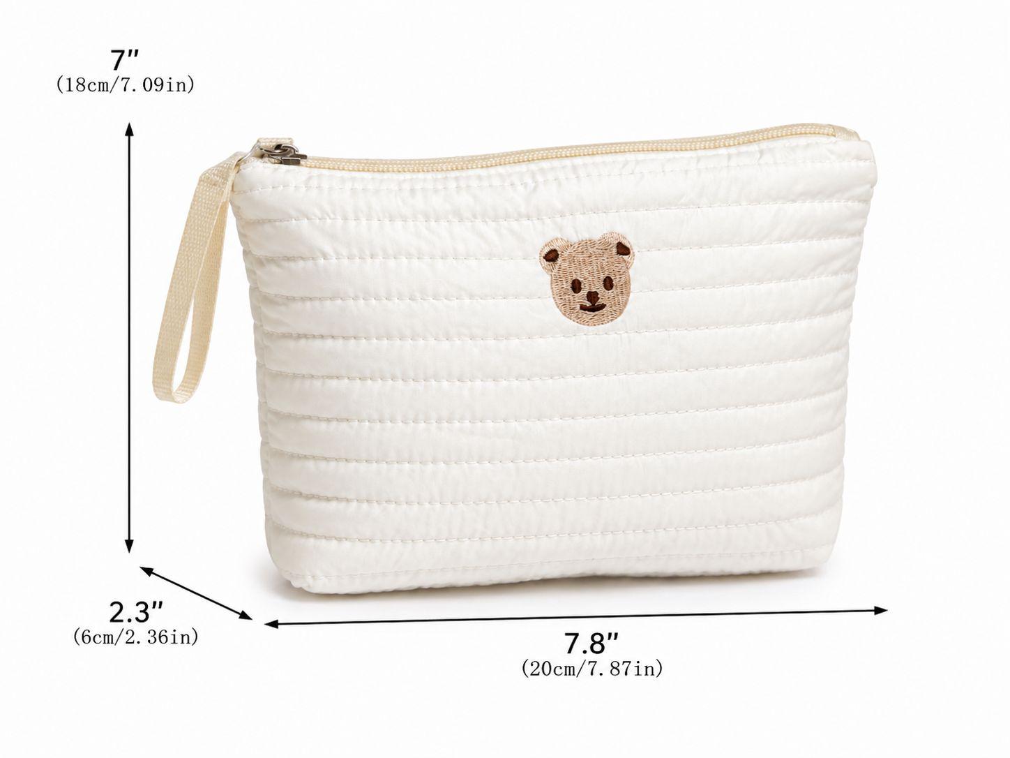 Quilted Teddy Bear Pouch — Baby Diaper Bag Organizer