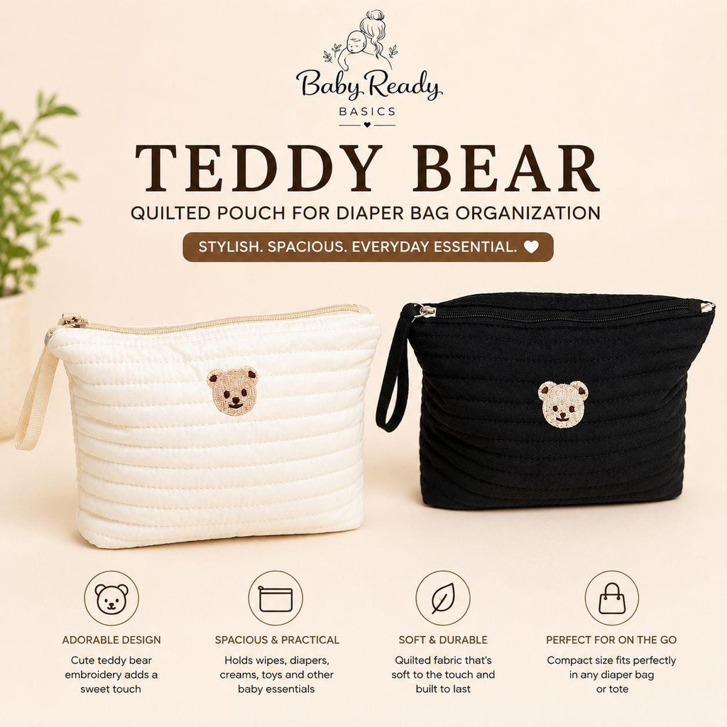 Quilted Teddy Bear Pouch — Baby Diaper Bag Organizer