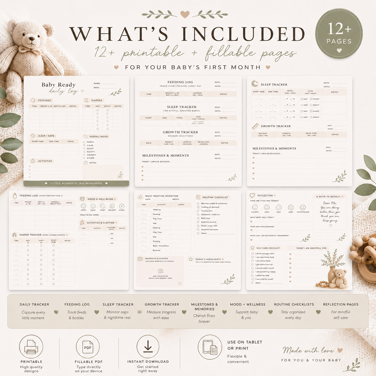 Newborn Daily Log — Premium Planner & Memory