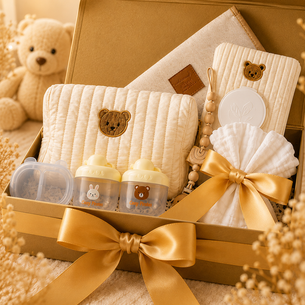 Luxury Teddy Bear Baby Hospital Bag | Quilted Diaper Bag | Neutral Baby Bag | Baby Shower Gift | New Mom Essentials | Travel Tote