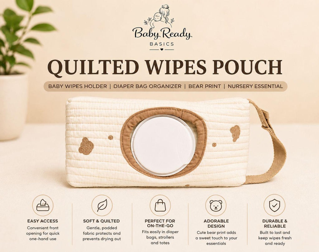 Quilted Wipes Pouch — Bear Print Baby Wipe Holder