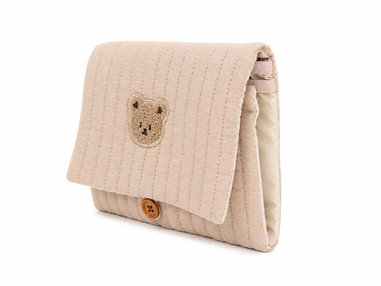 Quilted Bear Diaper Organizer — Multi Pocket Stroller Bag with Wipes Holder