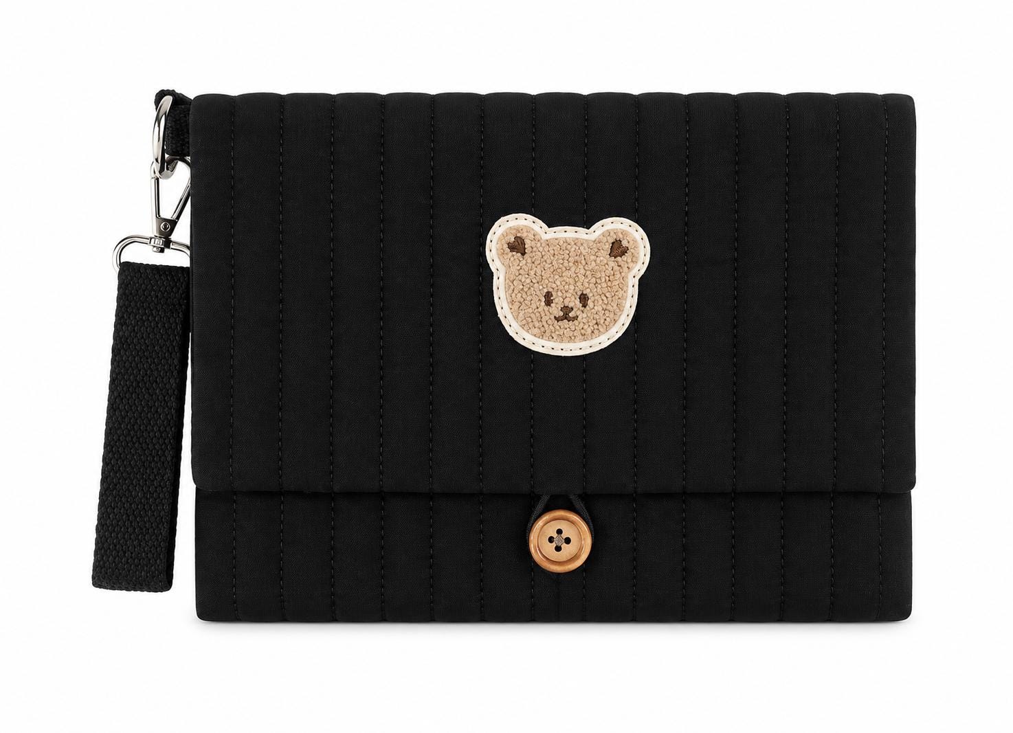 Quilted Bear Diaper Organizer — Multi Pocket Stroller Bag with Wipes Holder